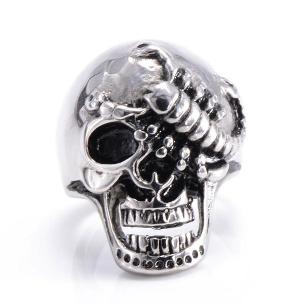 

cluster rings silver color punk cool men's skull scorpion stainless steel biker ring, Golden;silver