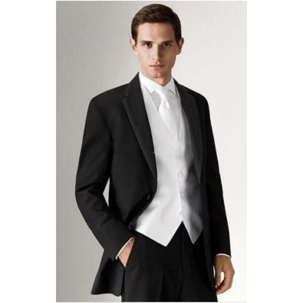 

men's suits & blazers custom made slim fit black 3 pieces men wedding groom tuxedos groomsmen man suit party tuxedo jacket+pants+vest, White;black