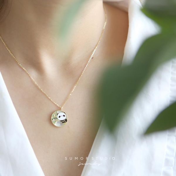 

chains original design the panda s perfect silver necklace gold collar bone chain natural shell drip process of bamboo