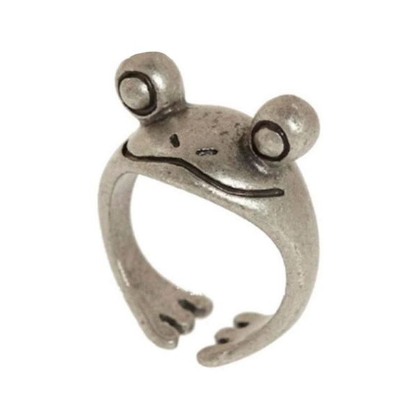 

cluster rings frog retro compact design open adjustable ring fashion cute creative wild party gift, Golden;silver