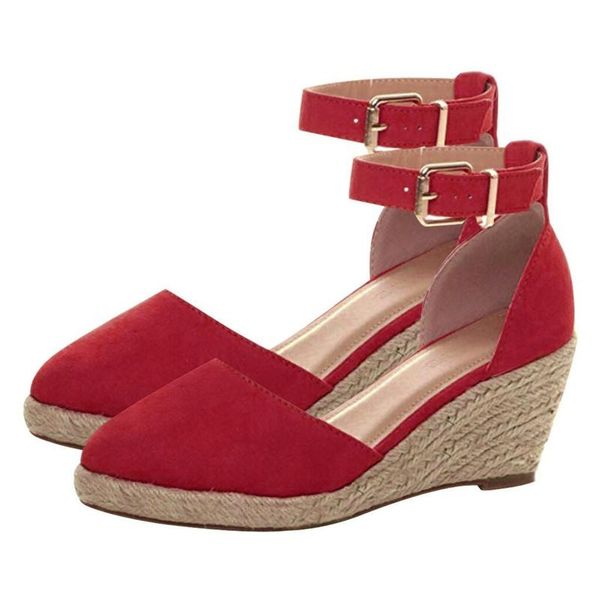 

dress shoes women wedge espadrilles sandals summer platform ankle strap buckle fashion weaving breathable high heel 2021, Black