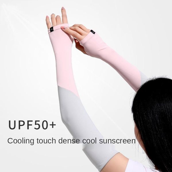 

five fingers gloves upf50 women' sleeve summer uv protection silk oversleeve sun outdoor driving cycling lovzon, Blue;gray
