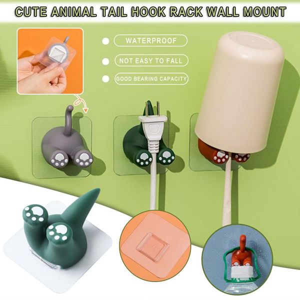 

hooks & rails cute animal tail toothbrush holder bathroom punch-hook kitchen durable storage rack tableware solid