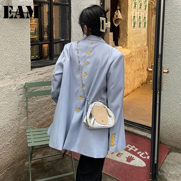 

women's suits & blazers [eam] women back button big size casual blazer lapel long sleeve loose fit jacket fashion tide spring autumn 20, White;black