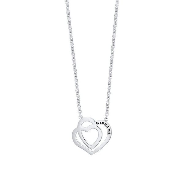 

pendant necklaces 2021 refreshing and trendy stainless steel double heart-shaped laser with grandma simple necklace suitable for women's, Silver