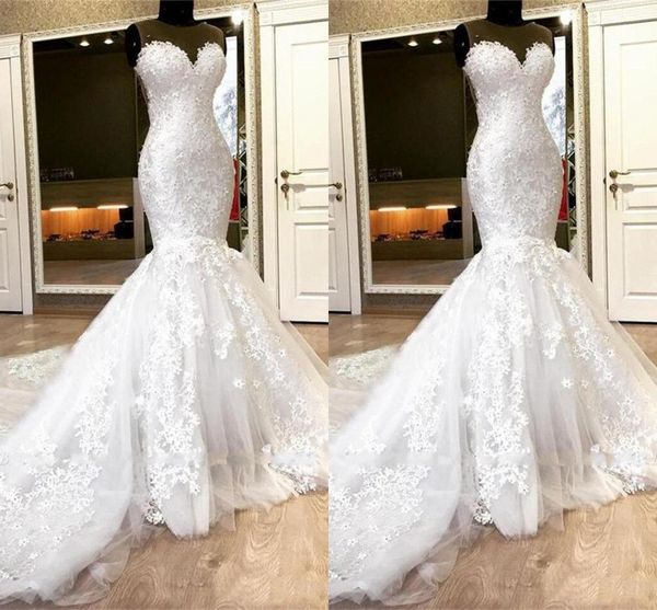 2021 Incredibili abiti da sposa a sirena Costosi pizzo con perline Sweetheart Lace-up Abito da sposa Ospite Treno lungo Abiti da sposa Abiti da sposa