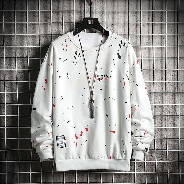 

new trend men hoodies casual solid splice pullover o-neck slim fit men's sportswear sweatshirt print male hoody tracksuit 201112, Black