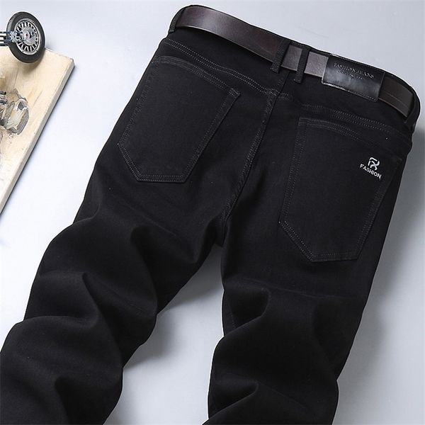 

autumn new men's pure black business jeans classic style regular fit stretch denim pants fashion casual brand trousers 210317, Blue