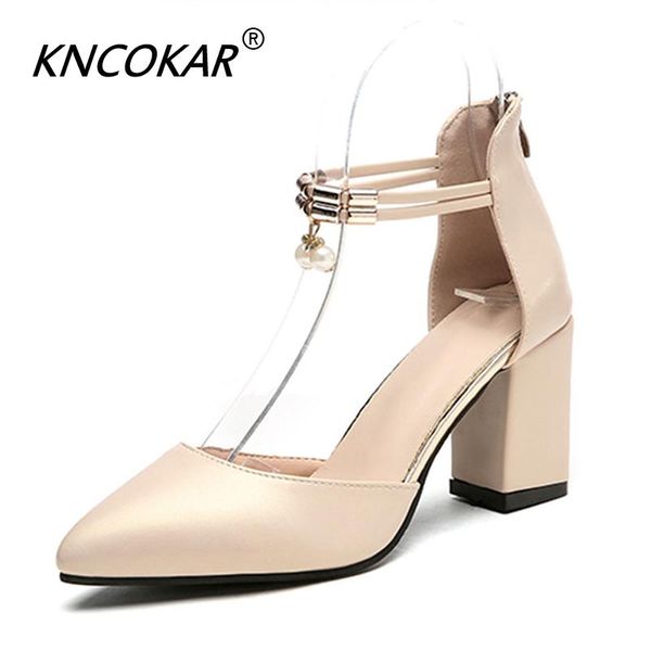 

kncokar dress shoes high heels boat shoes wedding summer women pointed toe pumps side with pearl 7.5cm, Black