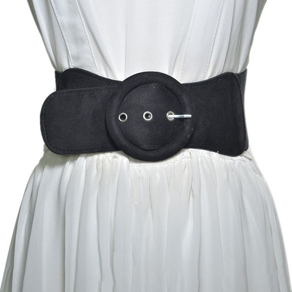 

new women's super wide belt, women's versatile fashion, pin buckle, suede decorative cloth waist cover, waist belt, Black;brown
