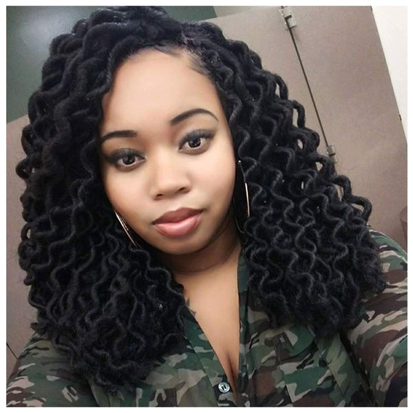 1 Packung Spring Twist Extensions Crochet Braids 14 Zoll Goddess Locs Curly Wellig Faux Crochet Hair Synthetische Flauschige Flechtung