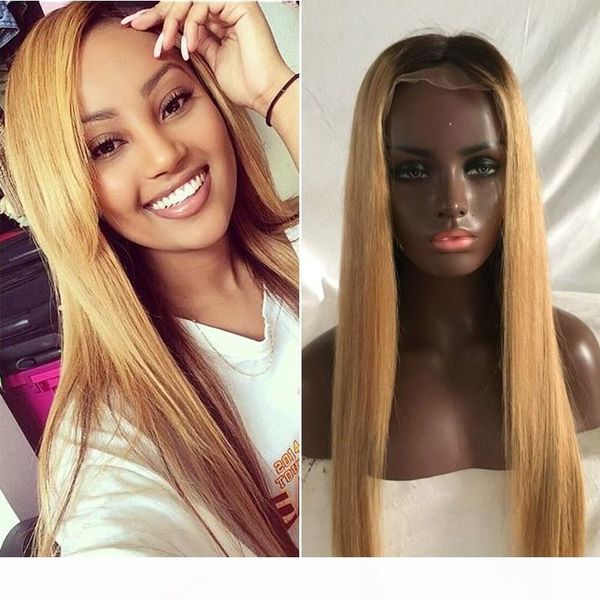 

t1b 27 130% density ombre human hair wig glueless lace front human hair wigs glueless lace front human hair wigs, Black;brown