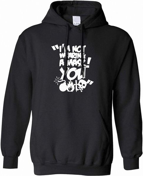 

halloween novelty hoodie i am not wearing a mask z1rb#, Black
