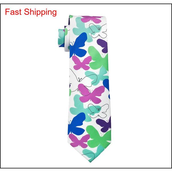

stylish silk necktie with hanky cufflinks men's white purple wedding tie new arrival printing party busines qyldbj bdefashion, Black;blue