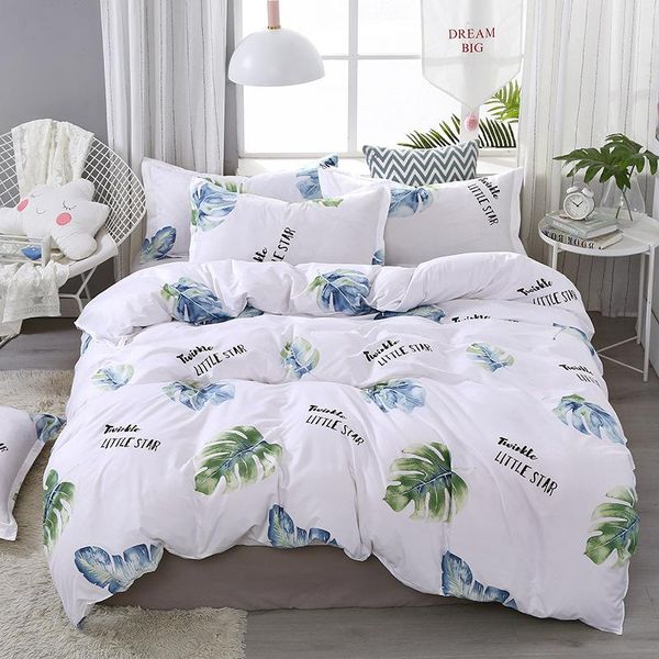 

bedding sets set leaf print bed cover duvet twin full  king size quilt linen sheet