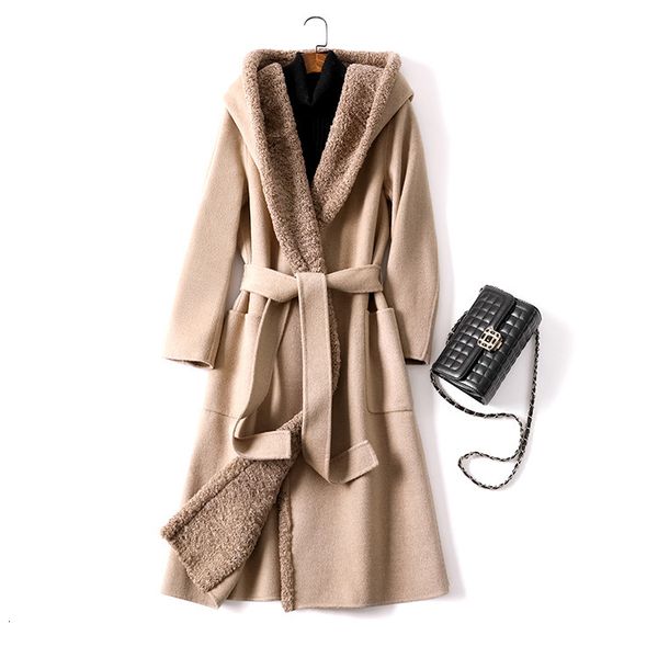 

2021 new double side woolen female thicken long coats 100% wool winter jacket women coat pp293 kweu, Black