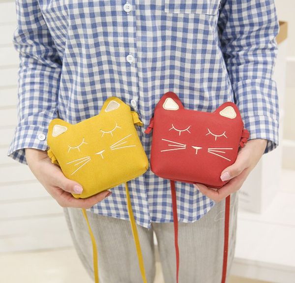 Neue Kinder Geldbörse Baby Katze Mini Schulter Handtasche Niedliche Prinzessin Umhängetasche Faux Wildleder Kleine Taschen für Kinder Mädchen