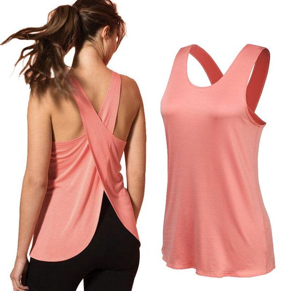

yoga outfit shirt women gym quick dry sports shirts cross back women's fitness sleeveless vest