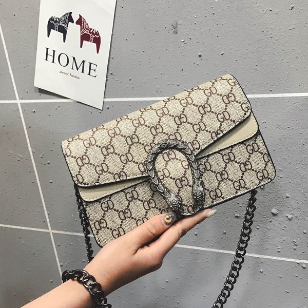 

2021girl bag european and american hardware chain small square bag all-match snake head crossbody bag