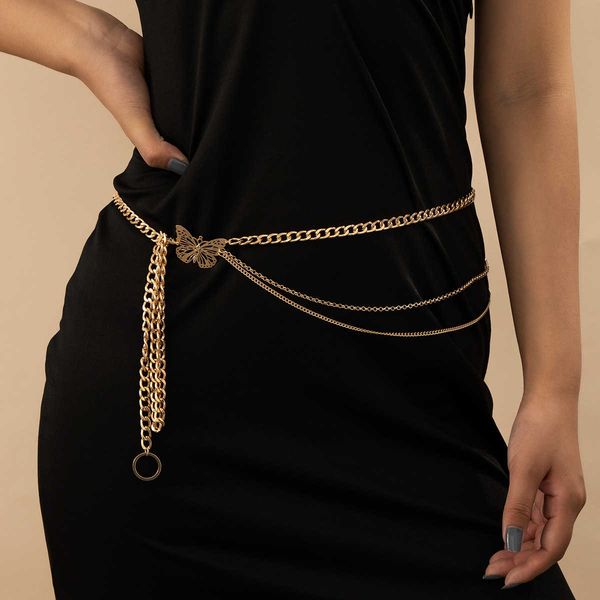 

versatile bow tassel geometric waist simple fashion clothing accessories body chain, Silver