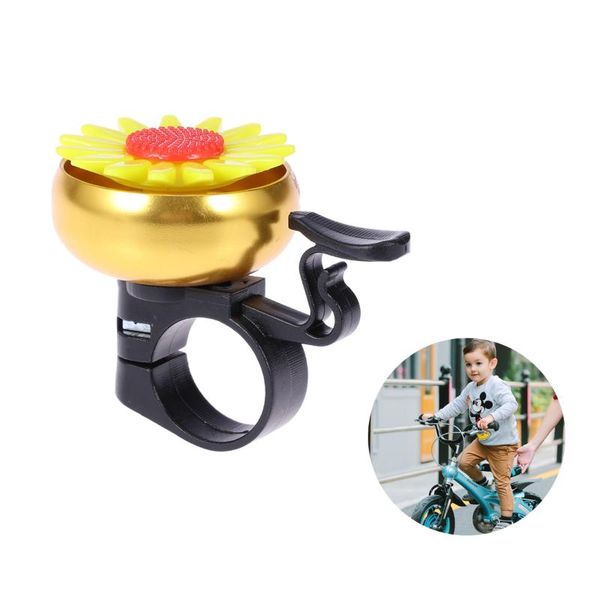 

bike horns sunflower shaped bell kids children cycling handlebar ring ringer horn (golden)