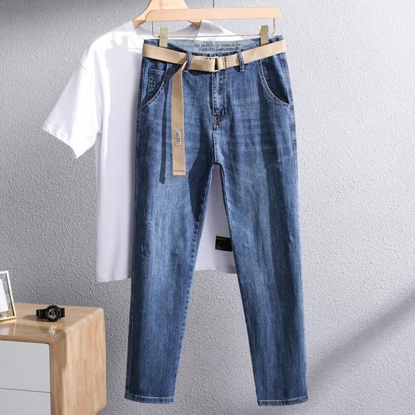 

men's jeans men solid retro plus size 40 42 44 46 48 harajuku korean style leisure oversized all-match fashion katoen students broek, Blue