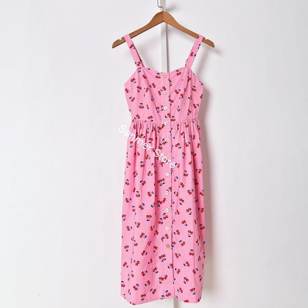 

2021 new feminino rosa sling fresco cereja impresso doce sem mangas senhoras vestido de vero 39ra, Black;gray