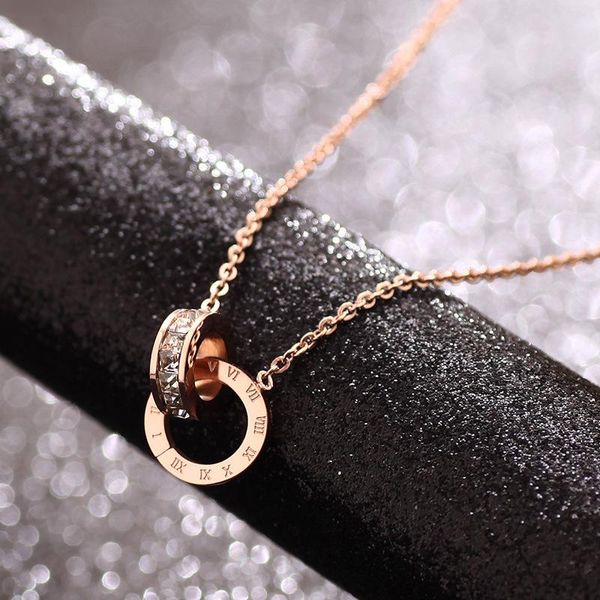

chains fashion roman necklace women's rose gold plated color clavicle chain short jewelry gift, Silver