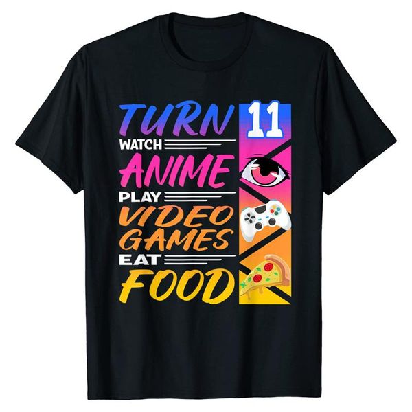 

men's t-shirts 2021 mens cotton t-shirt 11th birthday i gaming manga food pizza gamer anime fun print o-neck high-quality oversized, White;black