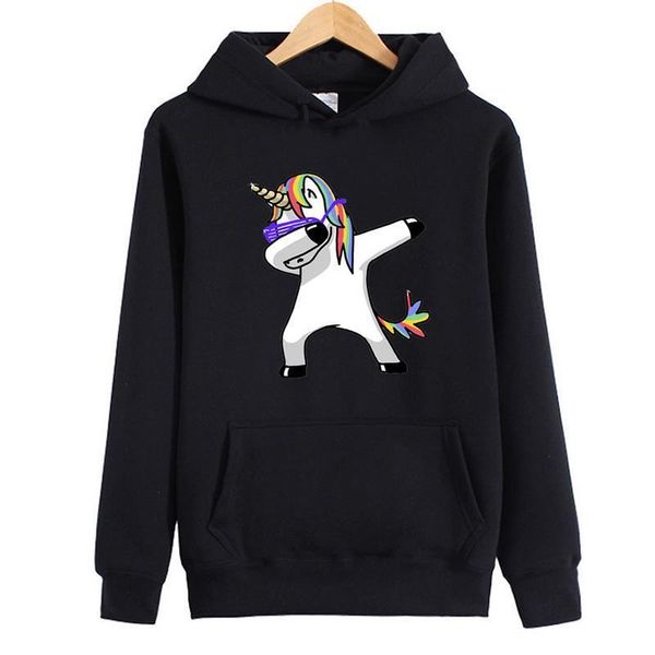 

autumn new print unicorn jumper women's clothes hoodies pullover casual long sleeve harajuku style sweatshirt top, Black