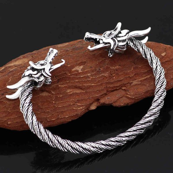 

adjustable two-color bracelet men's viking celtic dragon accessories, Black