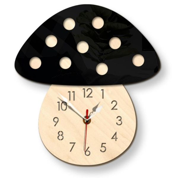 

mushroom clock nordic style mushroom wall clock home living room silent wooden