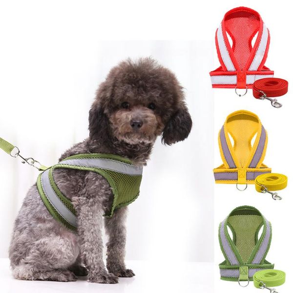 

dog collars & leashes pet accessories cat chest and back traction belt reflective mesh fabric breathable comfortable adjustable