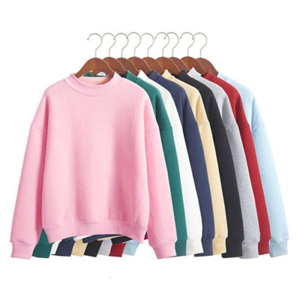 

10 colors women hoodie casual turtleneck sweatshirts pullover jacket outwear loose fleece thick knitted sweatshirt s-xxl, Black