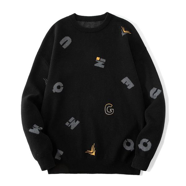 

men's sweaters sweater autumn winter loose o neck bottoming women fashion hip-hop high street knitted couple letter, White;black
