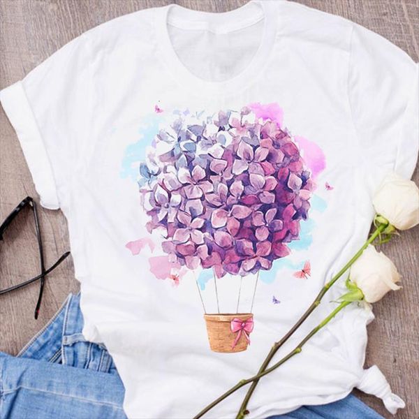 

men graphic watercolor butterfly balloon t shirt flower floral fashion print clothes lady tees female mens, White;black