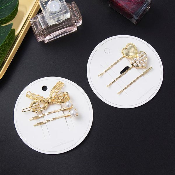 

hair clips & barrettes ae-canfly korean trendy 3pcs/set pearl metal women love heart bowknot girls hairpins pin hairgrip accessories, Golden;silver