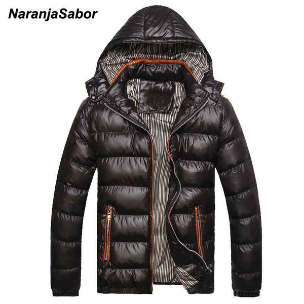 

naranjasabor 2020 winter men's coats warm thick male ets padded casual hooded parkas men overcoats mens brand clothing 5xl, Black;brown