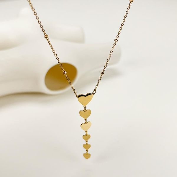 

pendant necklaces monlansher geometric string heart necklace gold color titanium steel for women minimalist jewelry, Silver