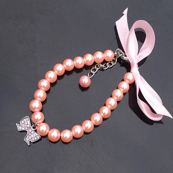 

cute rhinestone pet coller puppy dog cat pearl necklace pet accessories lovely fashion pets dogs cats collar