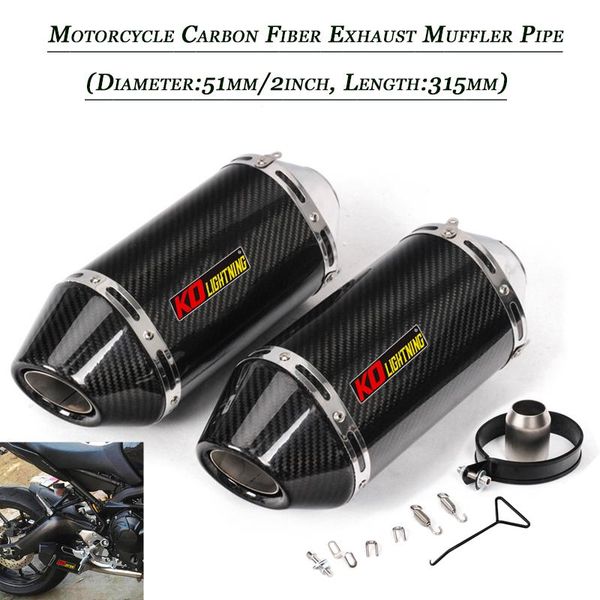 

motorcycle exhaust system universal 38-51mm carbon fiber vent muffler pipe with removable db killer for dirt bike