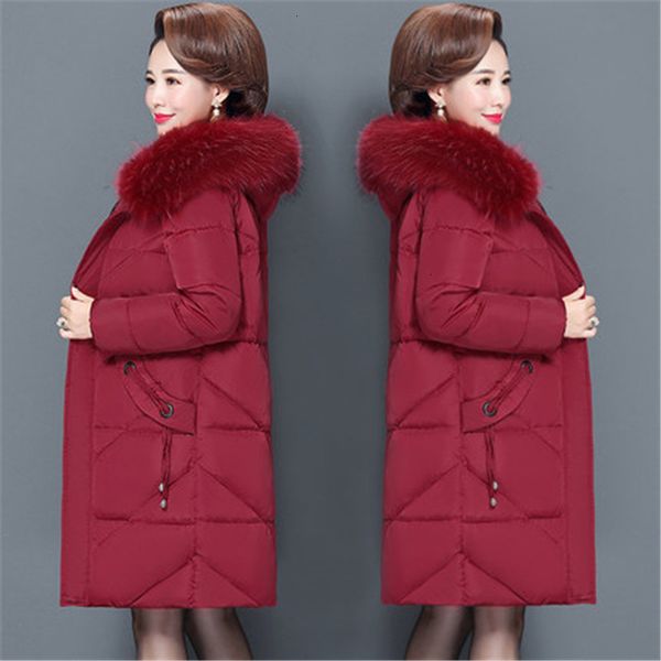 

2021 new plus size 6xl winter jacket female down cotton padded clothes women casual slim parka middle-aged coat overcoats v1011 v191209, Black