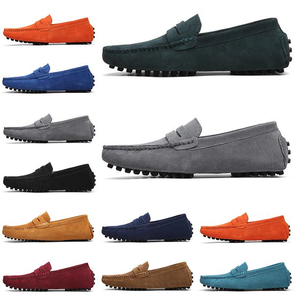 Scarpe casual in pelle scamosciata da uomo non di marca di alta qualità nero azzurro vino rosso grigio arancio verde marrone uomo slip on scarpa in pelle pigra