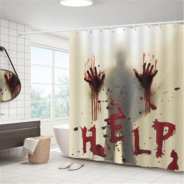 Decorazione per feste Halloween Horror Tenda da doccia HD Stampa 3D Poliestere Divisorio impermeabile Casa