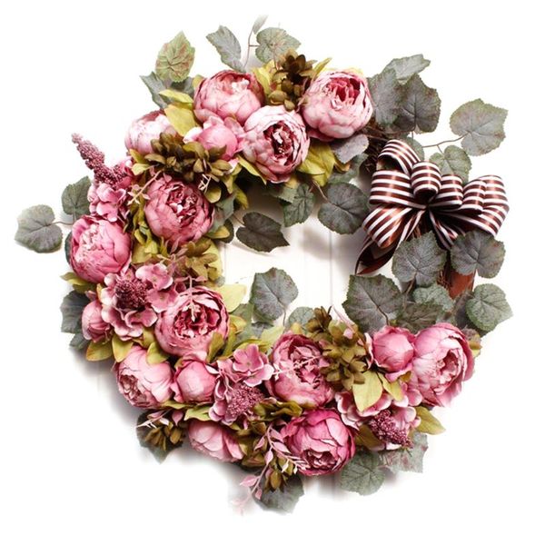 

20inch artificial peony front door wreath handcrafted wreath for home decor 72xf