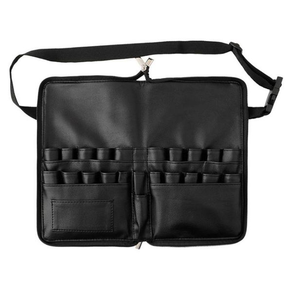 

multi-function portable pu cosmetic bag large capacity makeup brush bag with zipper belt for professional makeup artist