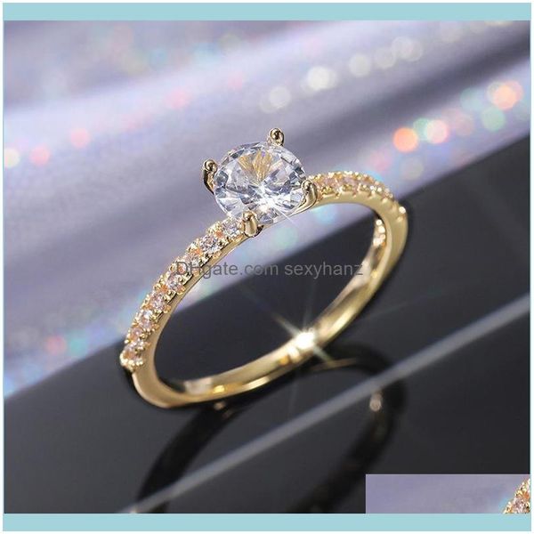 

cluster rings jewelryluxury classic sparkling zircon engagement wedding ring gold, white rose gold three-color optional jewelry drop deliver, Golden;silver