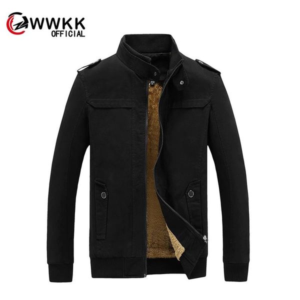 

men's jackets wwkk autumn mens bomber casual male outwear fleece thick warm windbreaker jacket military baseball coats clothing, Black;brown