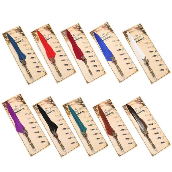 

fountain pens retro quill pen calligraphy writing assorted colors 10 various nibs exquisite dip set