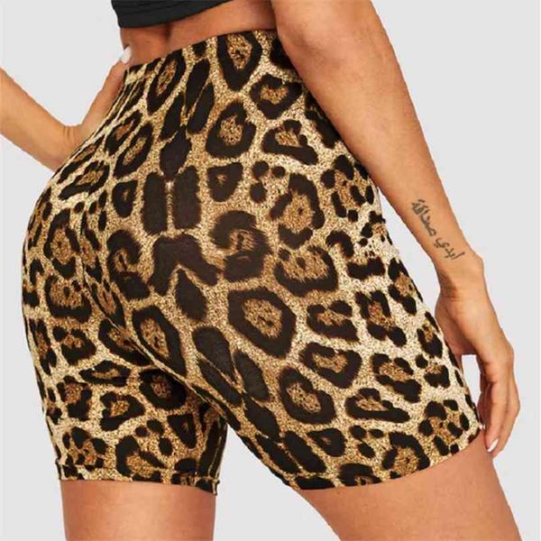 

fashion leopard print women shorts casual snake fitness short for lady high waist biker short femme 210607, White;black